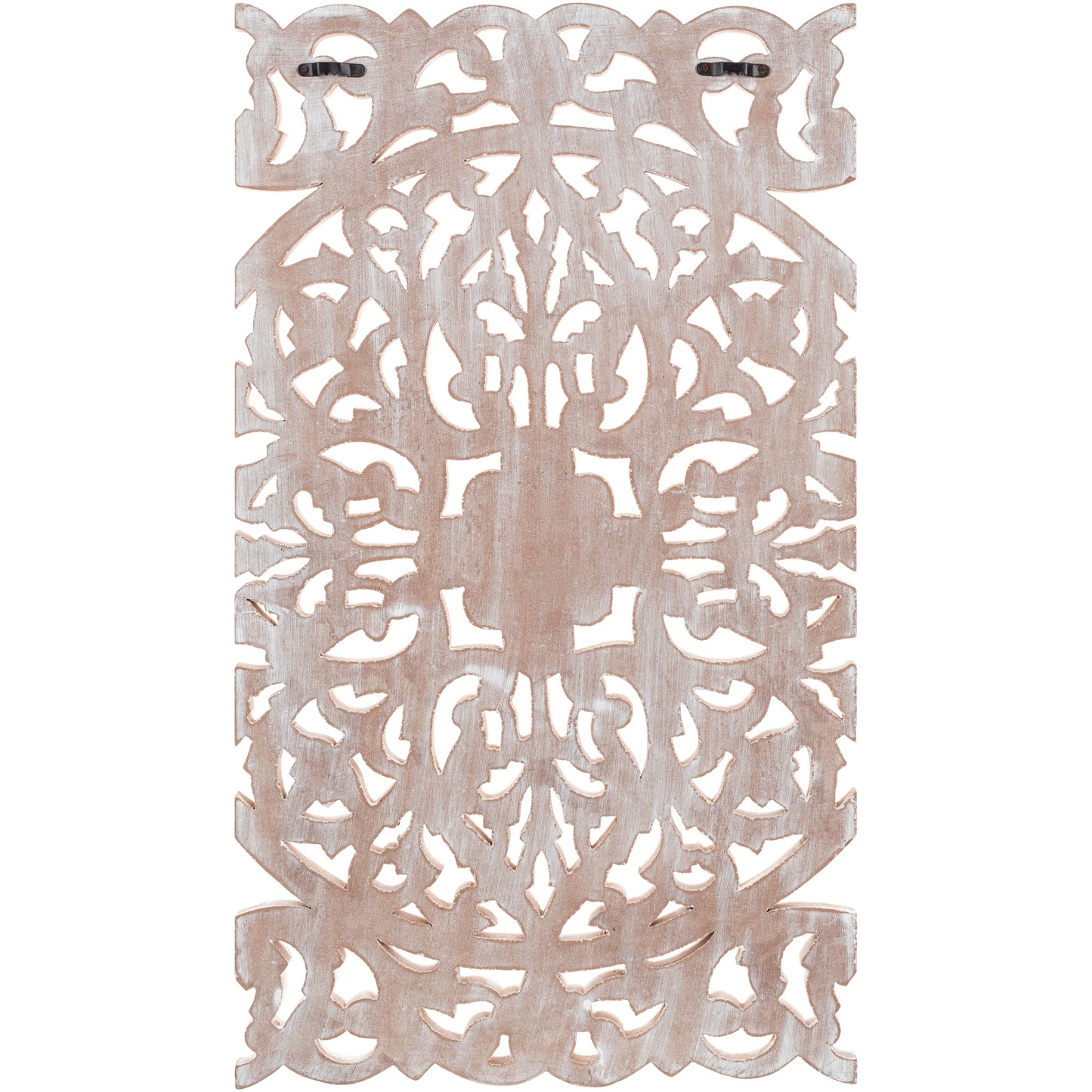 Décoration murale à 3 panneaux en bois naturel sculpté à la main Norma Floral 48 x 28 pouces