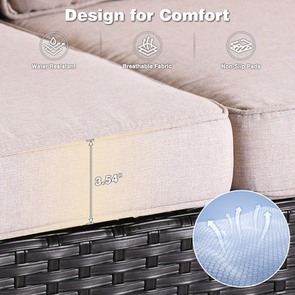 Ensemble de conversation 5 pièces en osier pour patio à dossier haut OVIOS