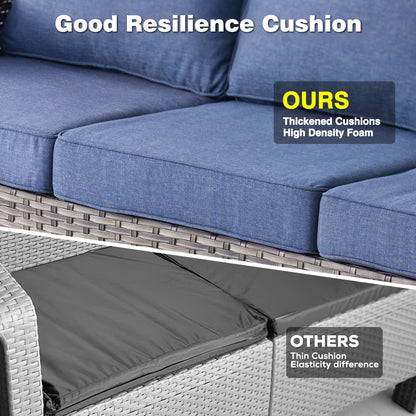 Ensemble de 8 chaises pivotantes en osier pour patio OVIOS