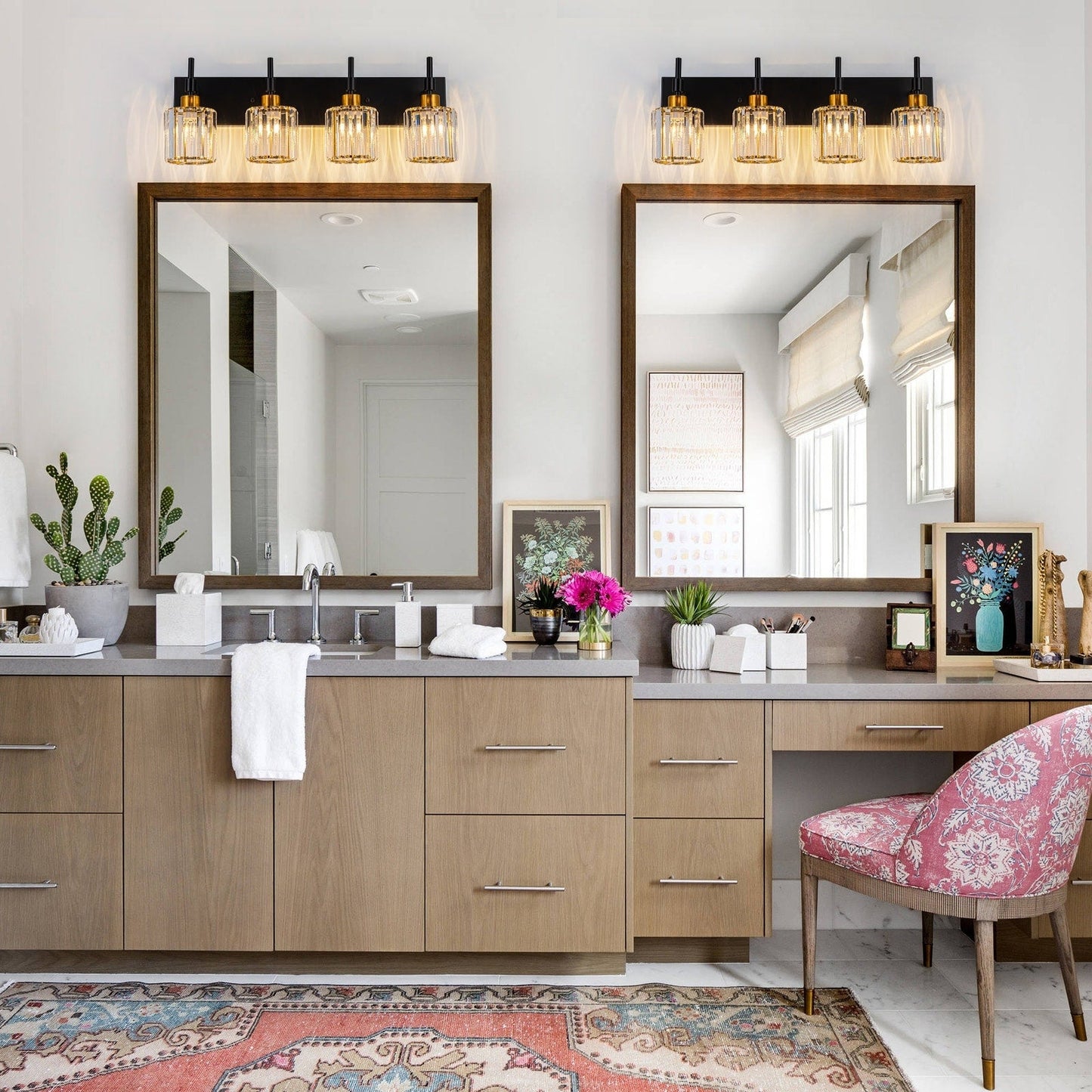 Appliques murales modernes à intensité variable pour salle de bain avec abat-jour en cristal