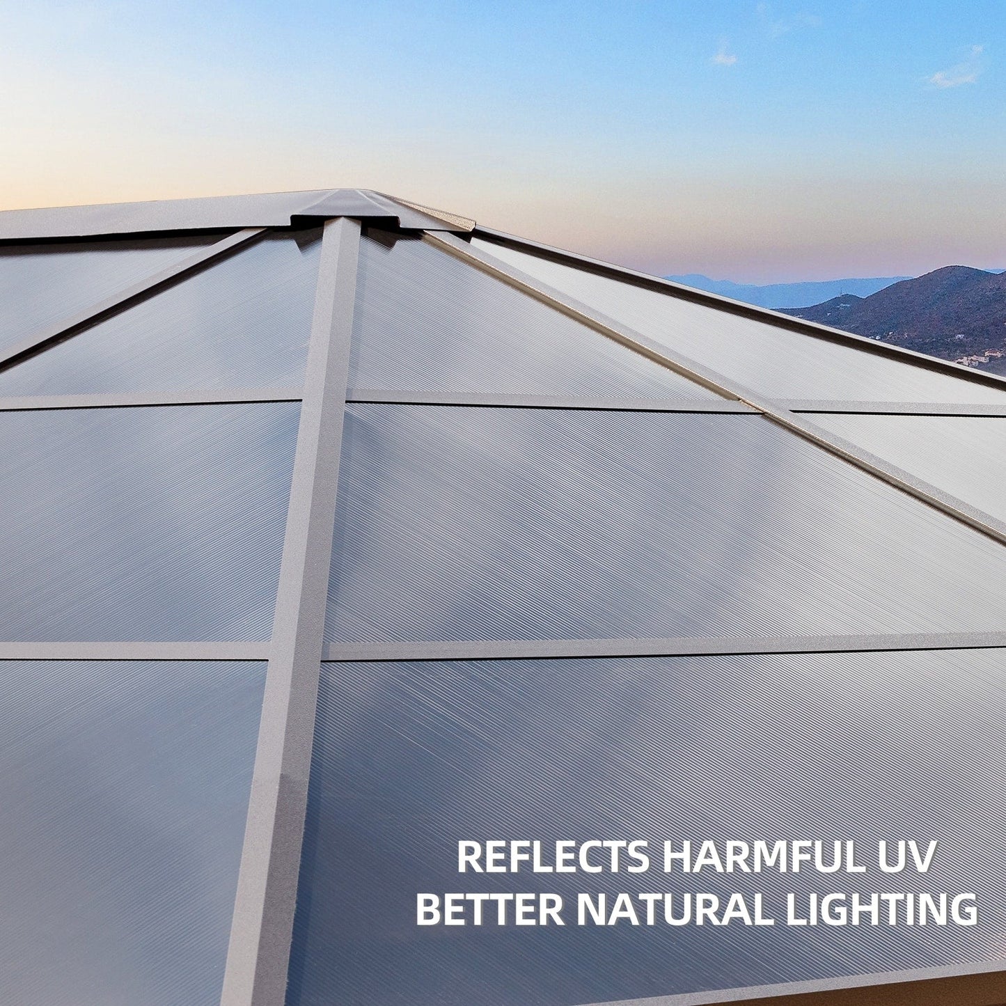 Gazebo à toit rigide EROMMY, pergola d'extérieur avec double toit, filet et rideaux, auvent robuste pour patio, arrière-cour, fête au bord de la piscine