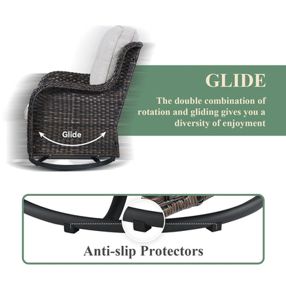 Chaises à bascule d'extérieur en osier Gymojoy avec base pivotante (lot de 2)