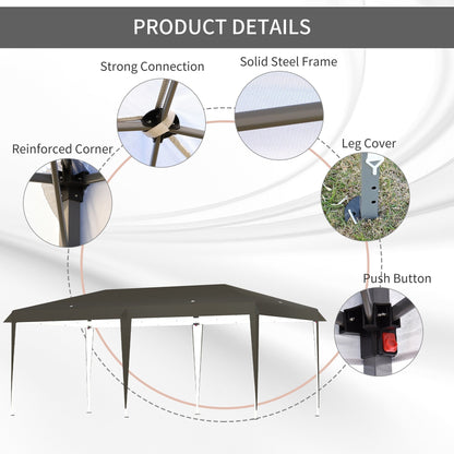Auvent pop-up robuste Outsunny avec cadre robuste, toit anti-UV et sac de transport pour terrasse, jardin, plage et arrière-cour