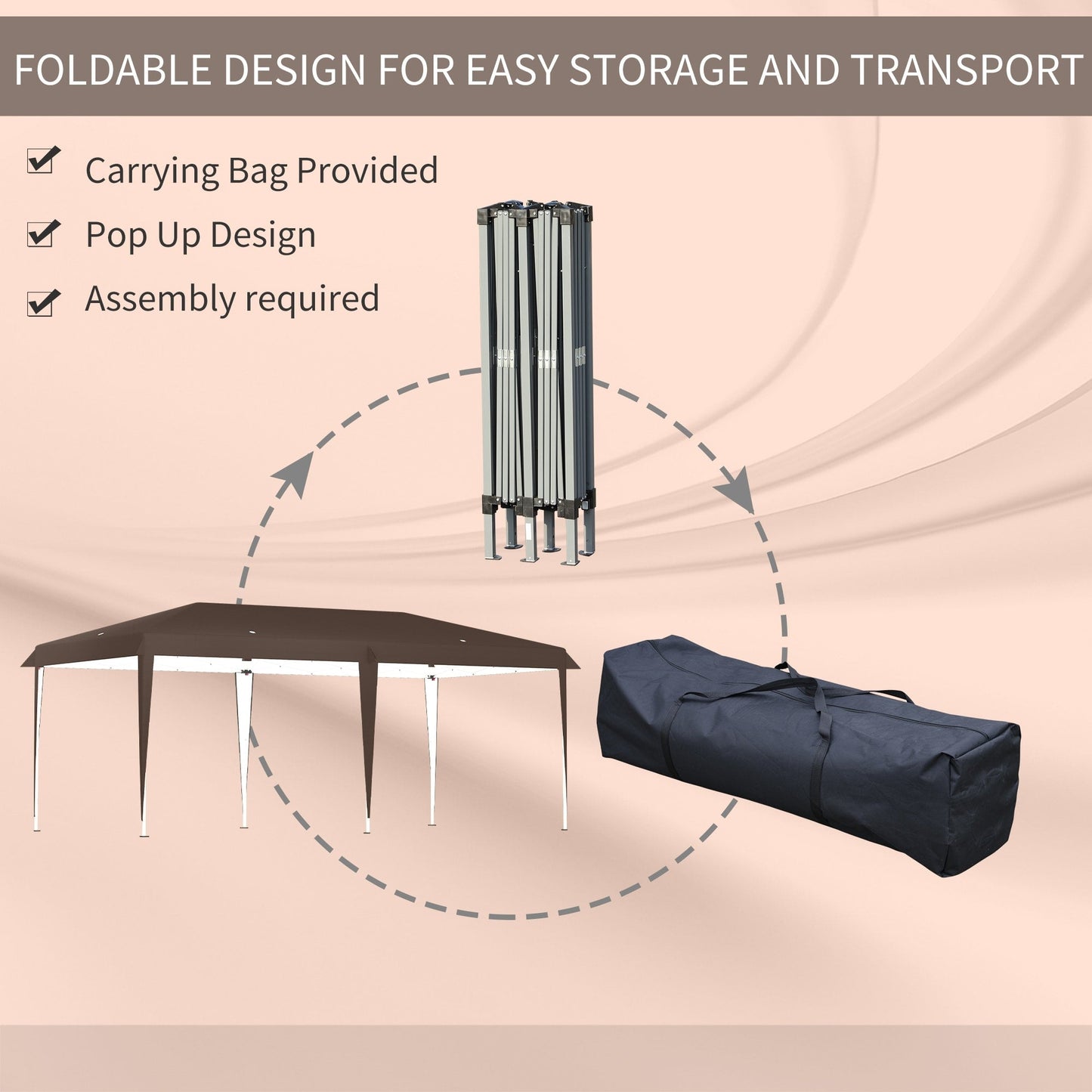 Auvent pop-up robuste Outsunny avec cadre robuste, toit anti-UV et sac de transport pour terrasse, jardin, plage et arrière-cour