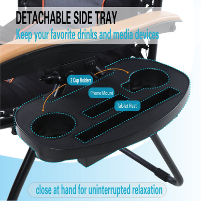 Fauteuil de salon surdimensionné XL rembourré à gravité zéro, accoudoirs larges, inclinable et réglable avec porte-gobelet - N/A