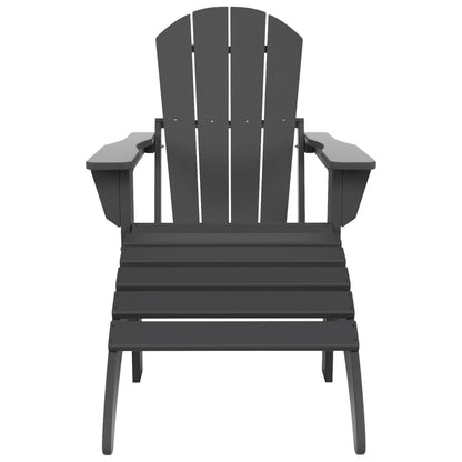 Chaise Adirondack pliable Polytrends Laguna en PEHD pour terrasse extérieure toutes saisons avec pouf (ensemble 2 pièces)