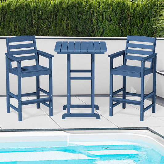 Ensemble de 3 chaises hautes Adirondack en plastique pour patio