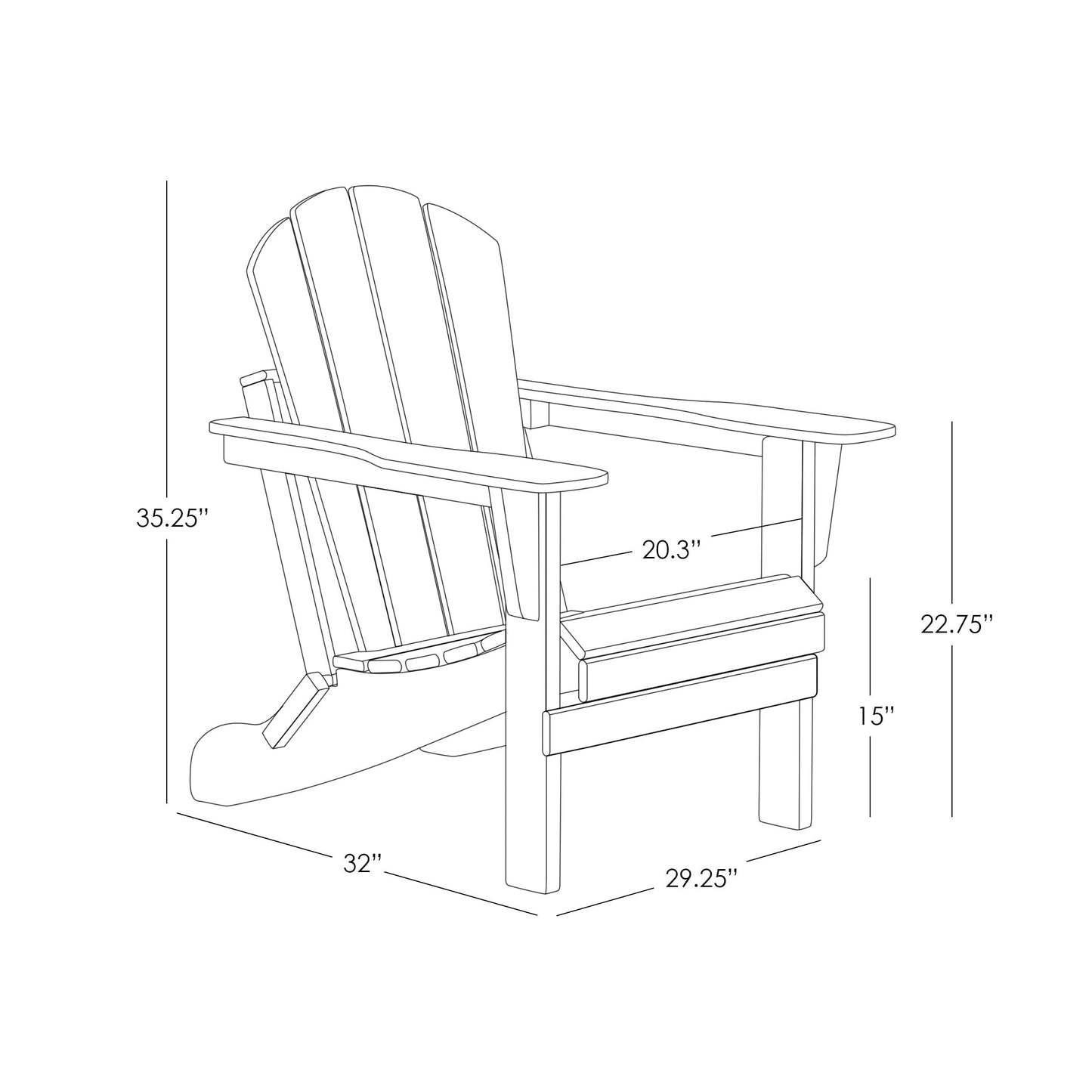 Chaise Adirondack pliable Polytrends Laguna en PEHD pour terrasse extérieure toutes saisons avec pouf (ensemble 2 pièces)