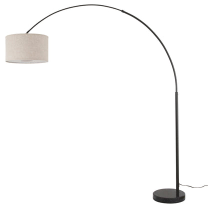 Lampadaire arqué réglable en acier Q-Max 81 avec abat-jour extra large et base en marbre