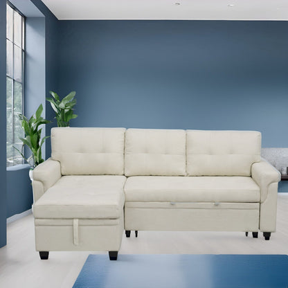 Canapé sectionnel réversible avec lit gigogne, méridienne avec rangement dissimulé, pieds durables,