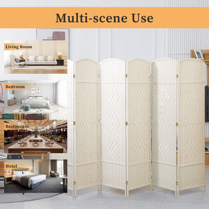 Paravent de séparation de pièce de 6 pieds de haut en fibre tissée, écran de confidentialité autoportant, écran pliant