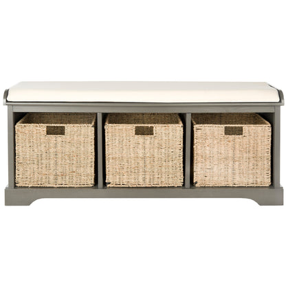 Banc de rangement SAFAVIEH Eola gris/blanc - 47 x 16,1 x 19,9 - 47 L x 16 P x 20 H