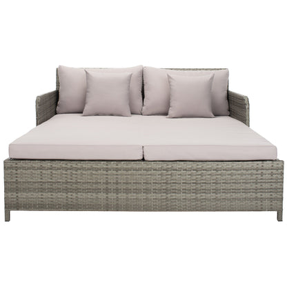 Lit de repos d'extérieur SAFAVIEH Taniyah en osier avec oreiller et coussins - 53 L x 28 P x 62 H