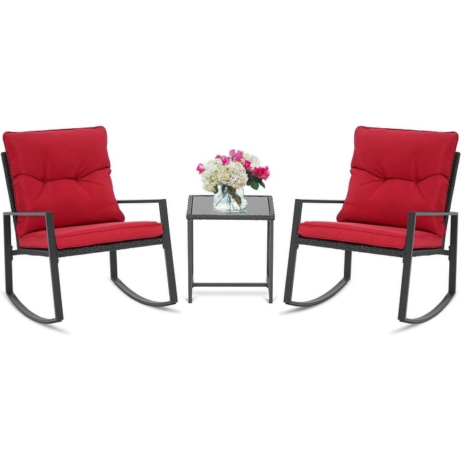 Ensemble bistrot à bascule d'extérieur en métal noir SUNCROWN 3 pièces