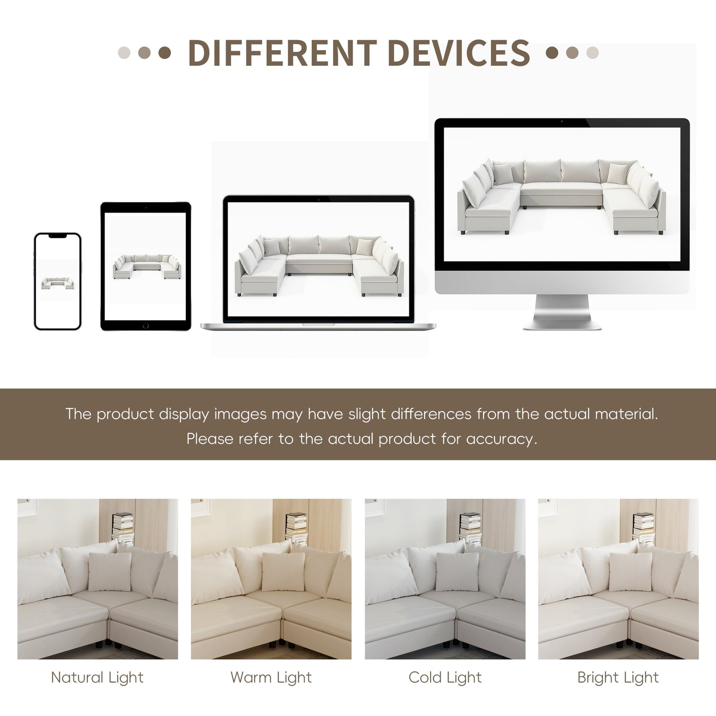 Canapé sectionnel, ensemble de canapé réversible en chenille en forme de U, combinaison libre, canapé convertible surdimensionné 8 places