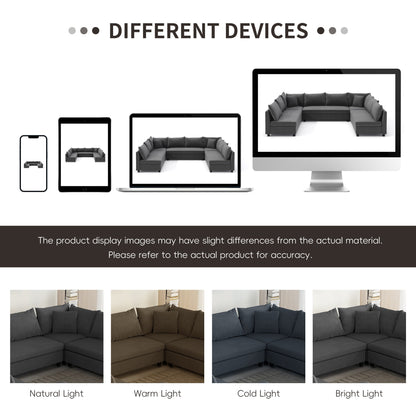 Canapé sectionnel, ensemble de canapé réversible en chenille en forme de U, combinaison libre, canapé convertible surdimensionné 8 places