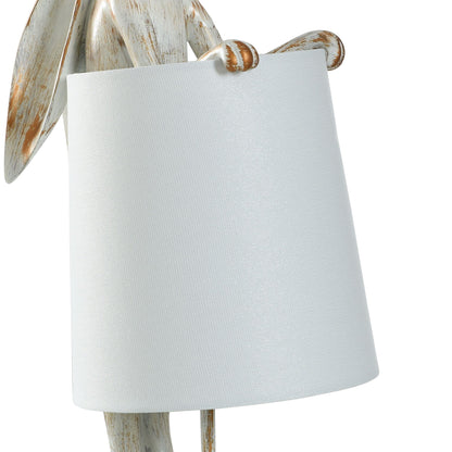 Lampe de bureau StyleCraft Malta en cuivre blanc délavé avec motif lapin