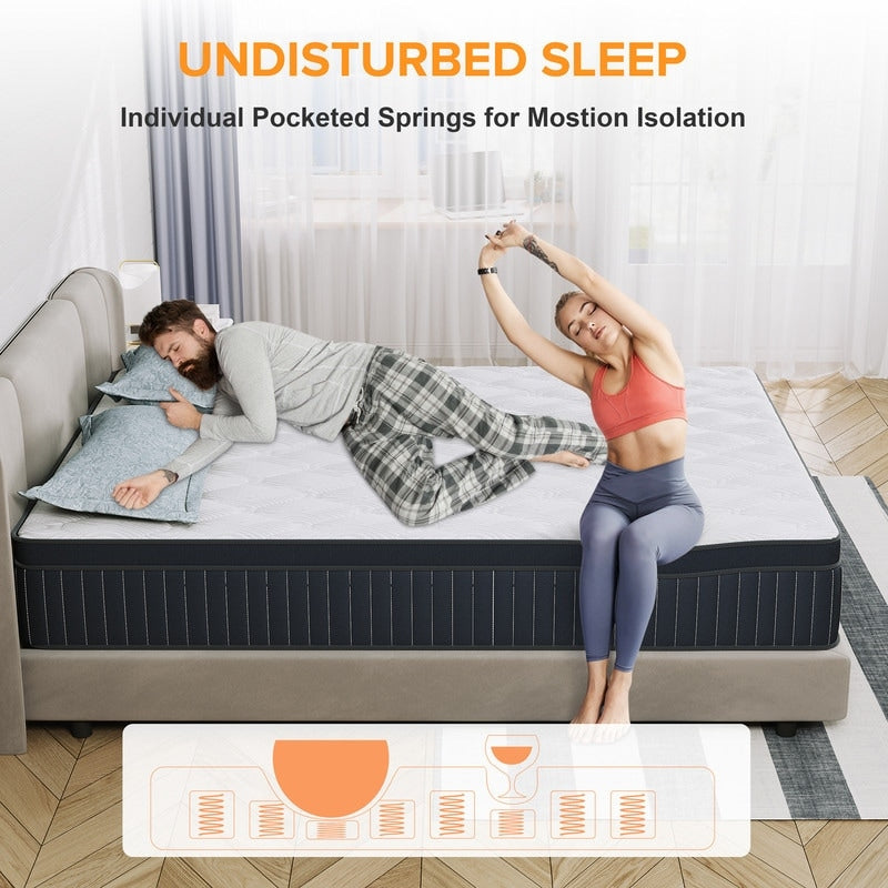 Matelas à ressorts SweDrea 12 po mi-ferme pour soulager les maux de dos et rafraîchir, certifié CertiPUR-US, SGS et OEKO-TEX.