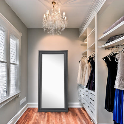 Grand miroir sur toute la surface, miroir surdimensionné, cadre en imitation bois lisse, miroir rectangulaire à suspendre au mur