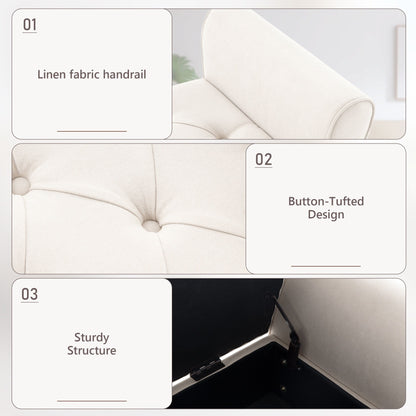 Banc de rangement rembourré, banc d'entrée avec dessus rabattable touffeté, 50,4 pouces