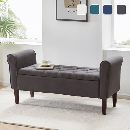 Banc de rangement rembourré, banc d'entrée avec dessus rabattable touffeté, 50,4 pouces