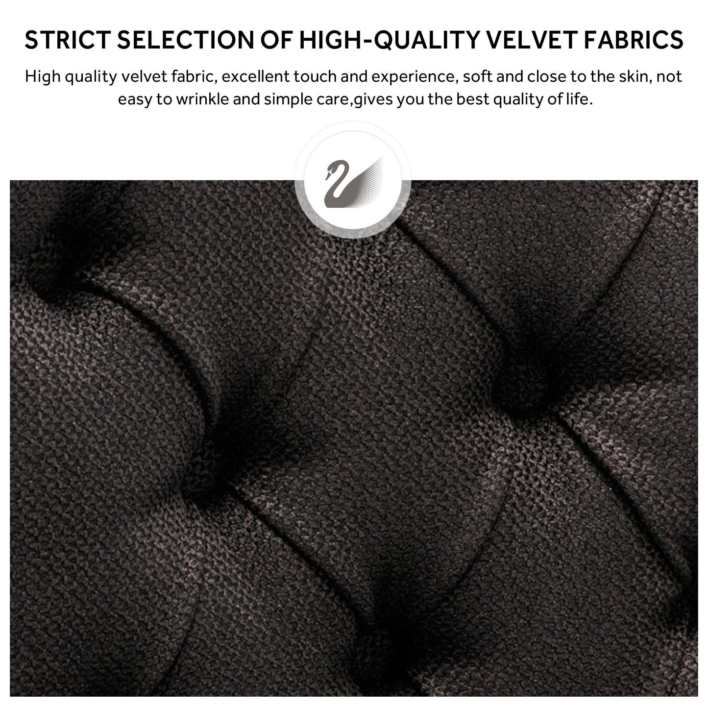 Chaise de salle à manger capitonnée en velours avec pieds en bois massif, lot de 6