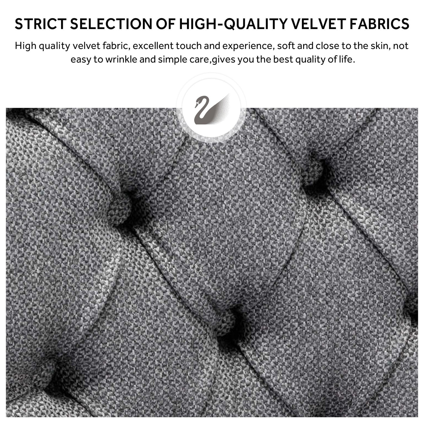 Chaise de salle à manger capitonnée en velours avec pieds en bois massif, lot de 6