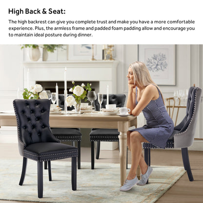 Chaise de salle à manger capitonnée en velours avec pieds en bois massif, lot de 6