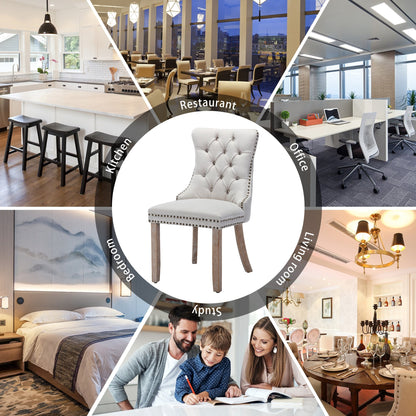 Chaise de salle à manger capitonnée en velours avec pieds en bois massif, lot de 6