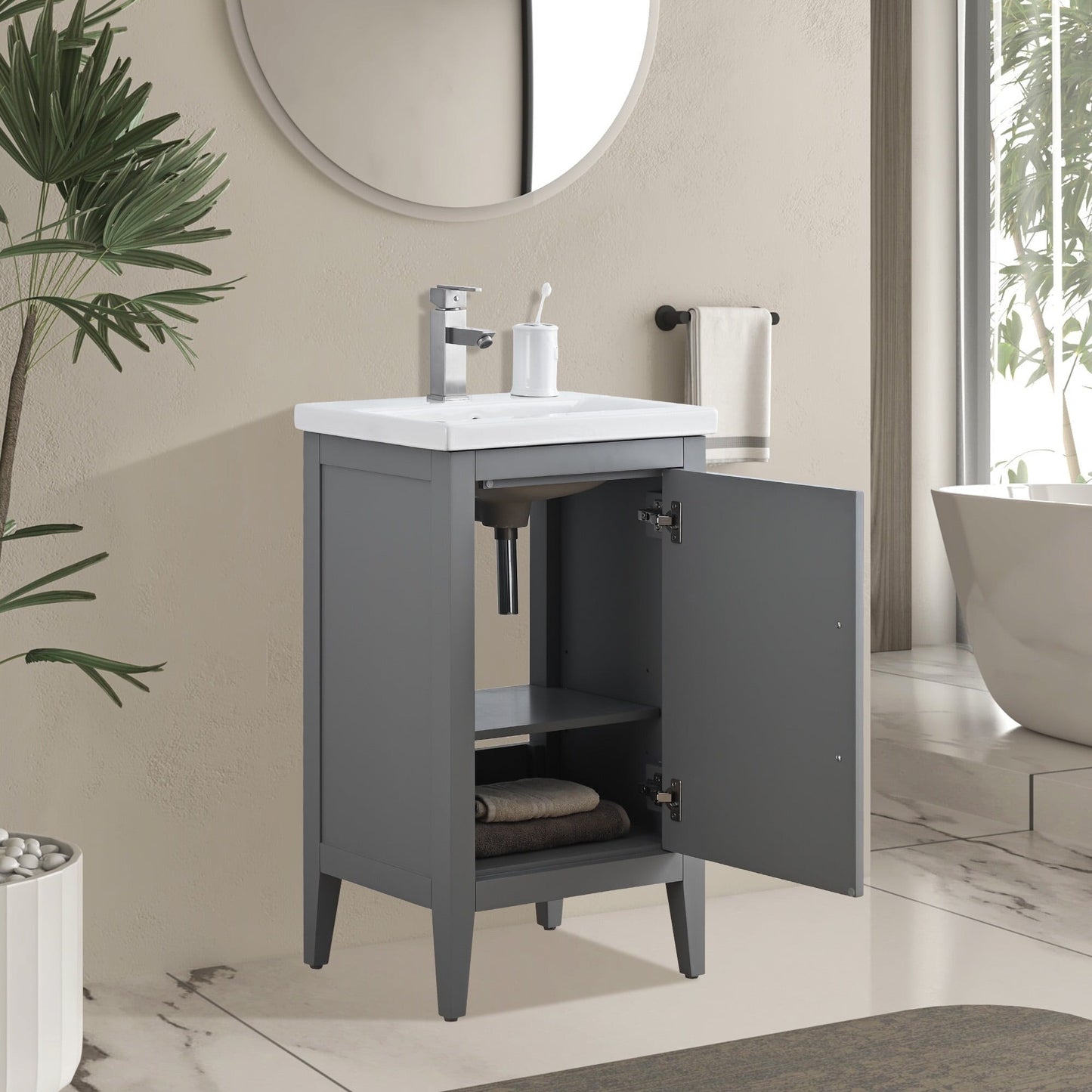 Meuble-lavabo simple Vanity Art 20, 24 ou 30 avec dessus en céramique