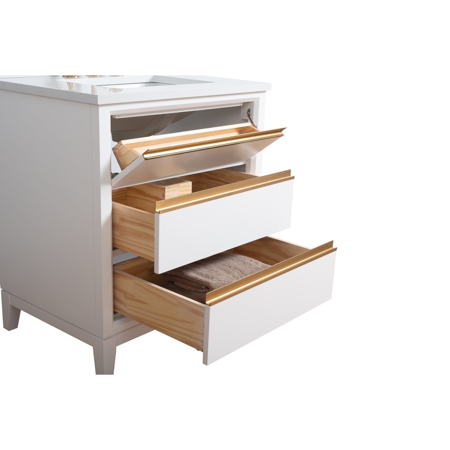 Meuble-lavabo de salle de bain Vanity Art avec lavabo en céramique et plateau en marbre reconstitué