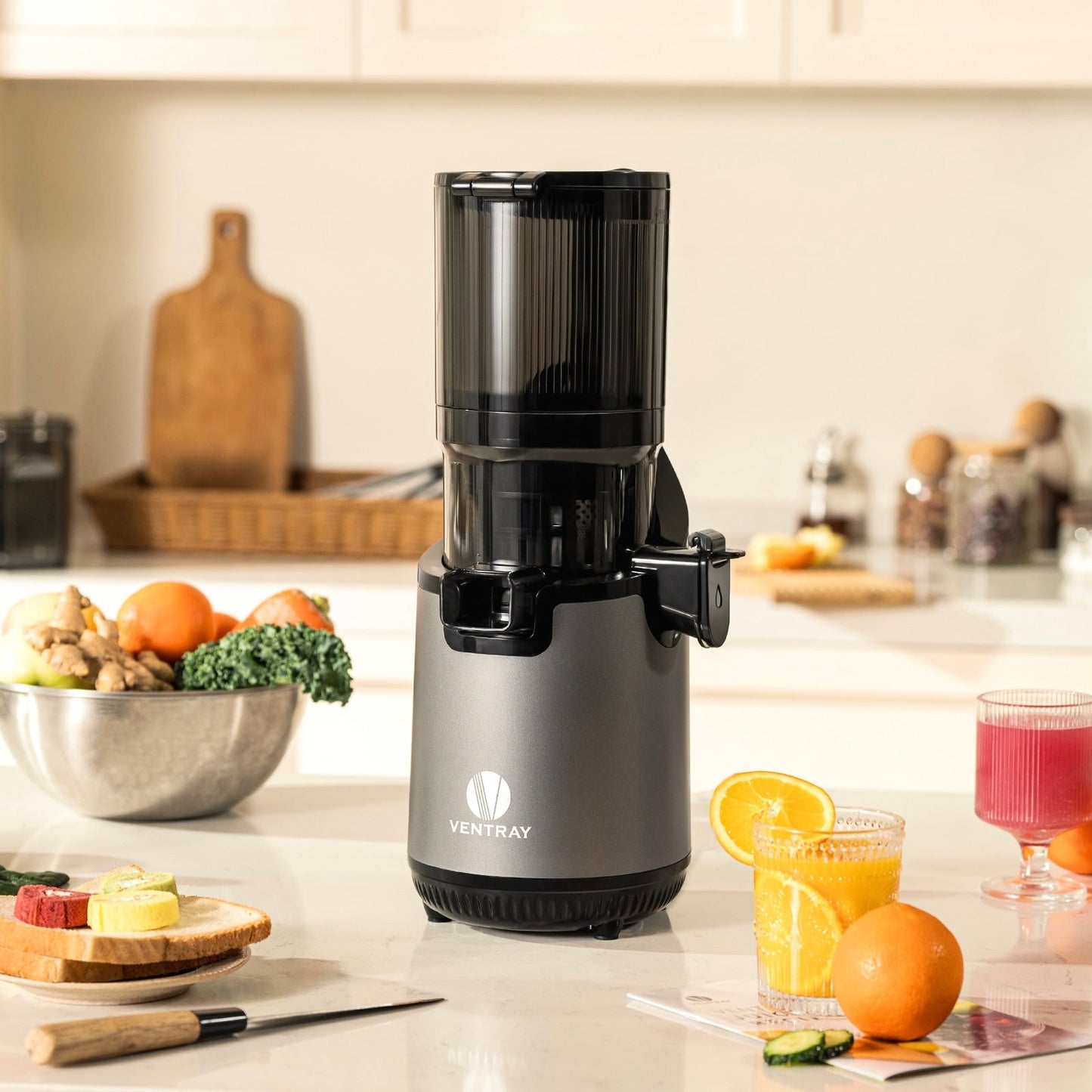 Extracteur de jus à mastication lente Ventray 900, extracteur de jus à pression à froid avec goulotte d'alimentation extra large de 5,1 pouces