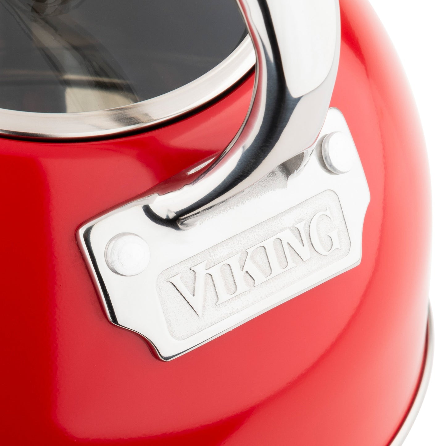 Bouilloire sifflante Viking en acier inoxydable rouge de 2,6 litres avec base à 3 couches