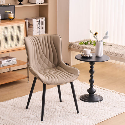 Lot de 2 chaises de salle à manger modernes en cuir rembourré sans accoudoirs