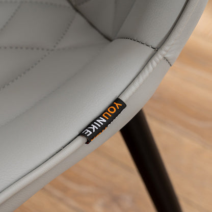 Lot de 2 chaises de salle à manger modernes en cuir rembourré sans accoudoirs